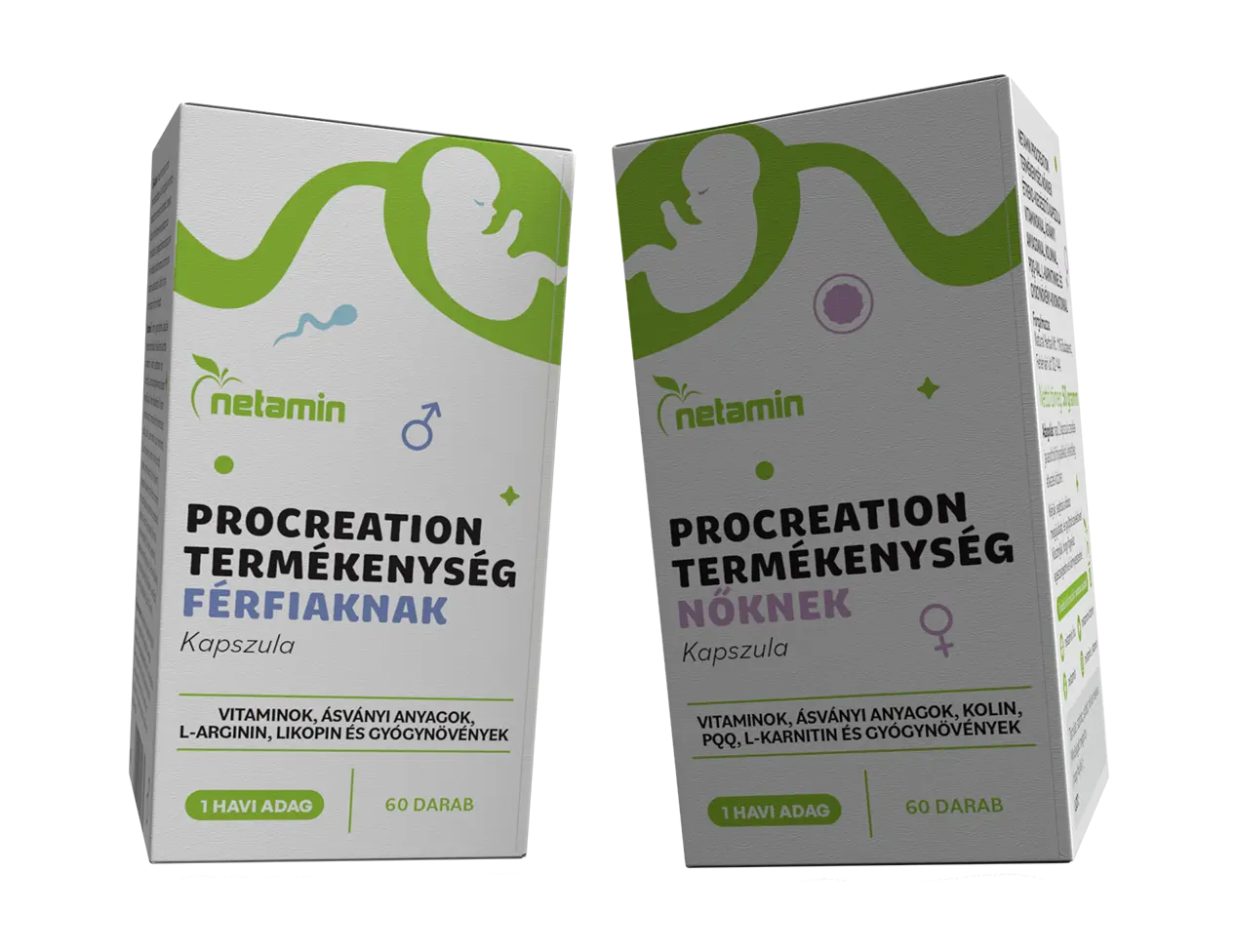 Procreation férfi és női kapszulák a termékenység támogatásához